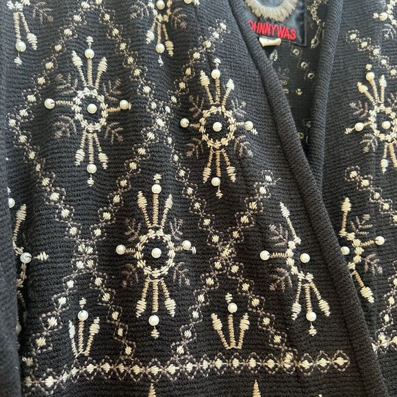 Johnny Was BIYA NWT Midi Embroidered Jacket Coatigan Cardigan Black Pearl Sz S - Picture 3 of 7
